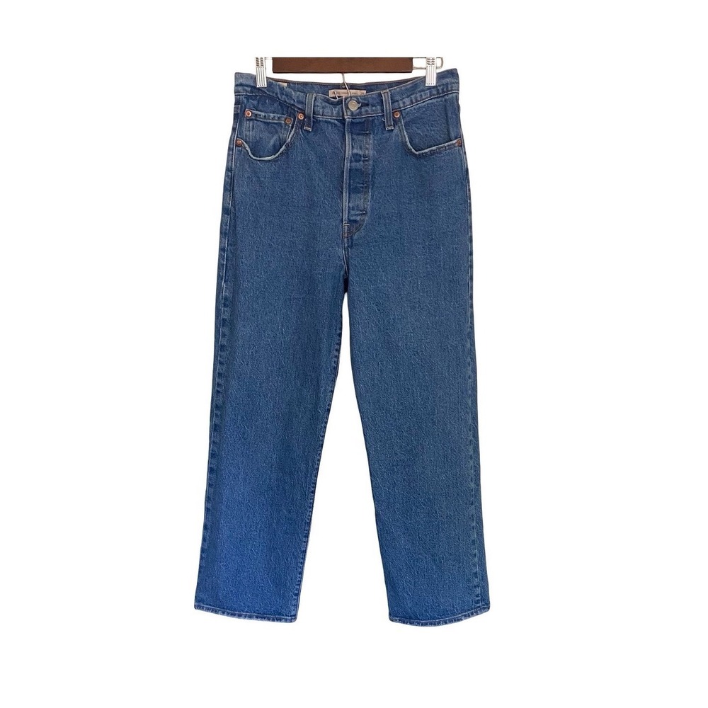 Levi's Ribcage Straight Ankle Jeans Size 29 Blue High Rise Denim Casual 90s